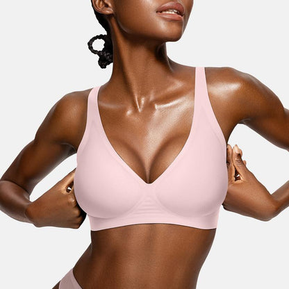 🔥  SISTA DAGEN-ERBJUDANDE – 50 % RABATT🔥Bekväma trådlösa behåar för kvinnor Push-up-braletter Sömlösa T-shirt-behåar Behåar med djup V-ringning Behåar för vardagsbruk