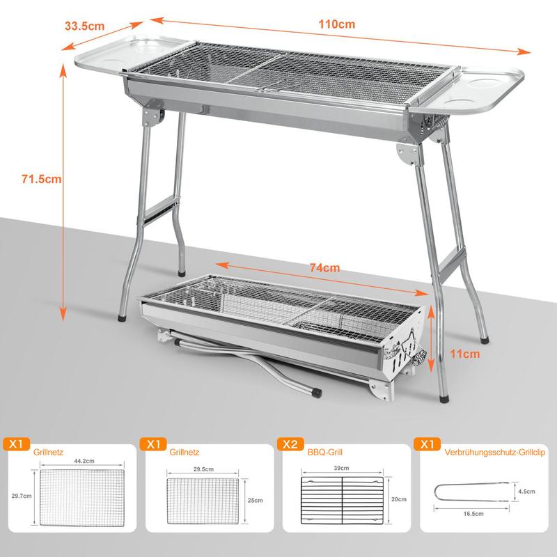 🔥 50 % RABATT! 🍖 Fällbar utomhusgrill i rostfritt stål – kompakt, tålig och perfekt för camping, trädgården och grillfester 🏕️
