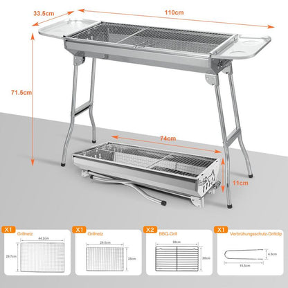 🔥 50 % RABATT! 🍖 Fällbar utomhusgrill i rostfritt stål – kompakt, tålig och perfekt för camping, trädgården och grillfester 🏕️