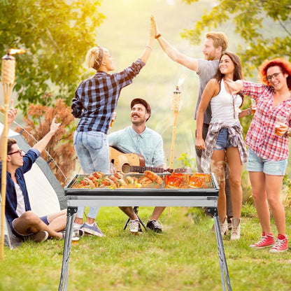 🔥 50 % RABATT! 🍖 Fällbar utomhusgrill i rostfritt stål – kompakt, tålig och perfekt för camping, trädgården och grillfester 🏕️