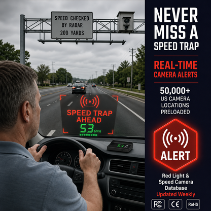 🚗 50% RABATT NU! Head-Up Display (HUD) med GPS – exakt hastighet i km/h– digital hastighetsmätare, kompass & överhastighetslarm – plug & play för alla fordon 📊✨