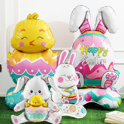 🐰🎉3 gigantiska 3D-stående kaninballonger – Självstående festlig glädje