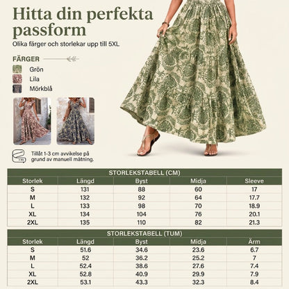 👗 50% RABATT NU! 🌸 Kvinnors V-ringad Blommönstrad Smockad Maxiklänning – Smockad Midja, Andningsbar & Mångsidig Längd ✨