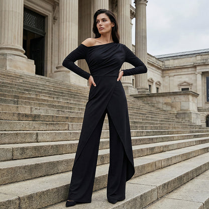Elegant jumpsuit med én skulder for kvinner