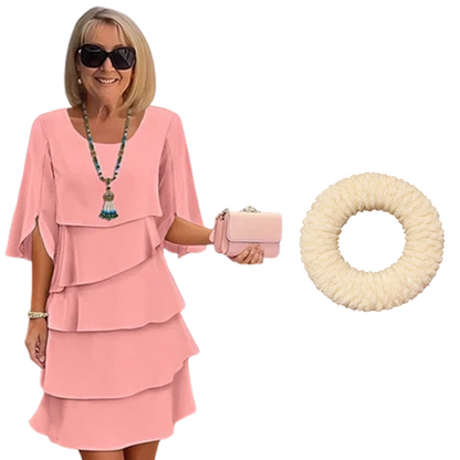 🎁 50 % RABATT! Elegant damklänning med lager på lager och volangärmar – en enkel stil för alla tillfällen 💃