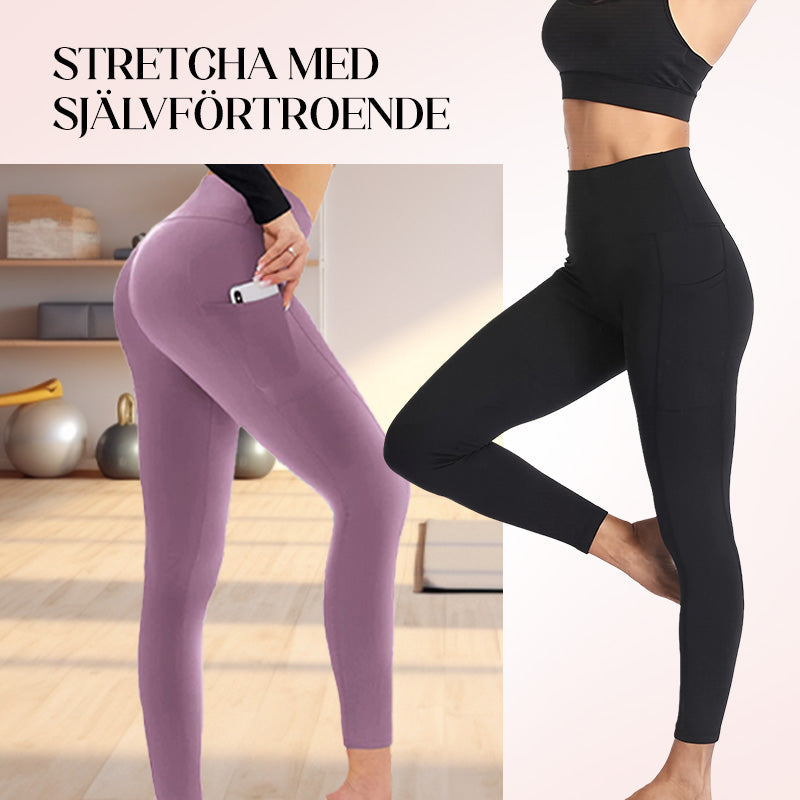 🌸Högmidjade, höftlyftande och magformande fitnesstights med sidofickor (begränsad upplaga)💥