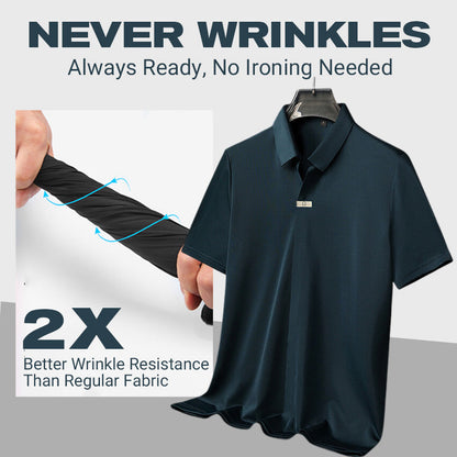 🔥Varm försäljning 55% rabatt⏳Casual T-shirt för män med revers som andas och är skrynkelfri