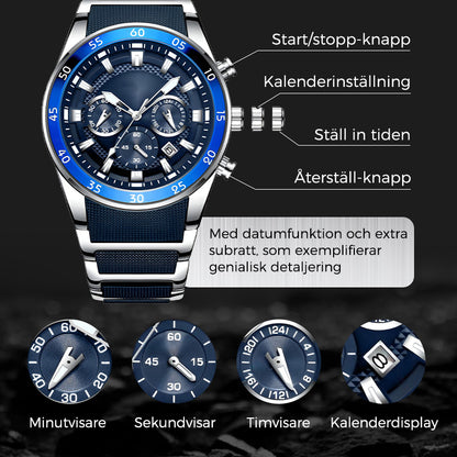 ⌚ Vattentät Multifunktionell Kvartsklocka för Män 🌊