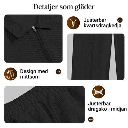 ⏰ Endast nu 49% rabatt!🔥Herrset i Vaffelstickning – Collegetröja & Raka Byxor