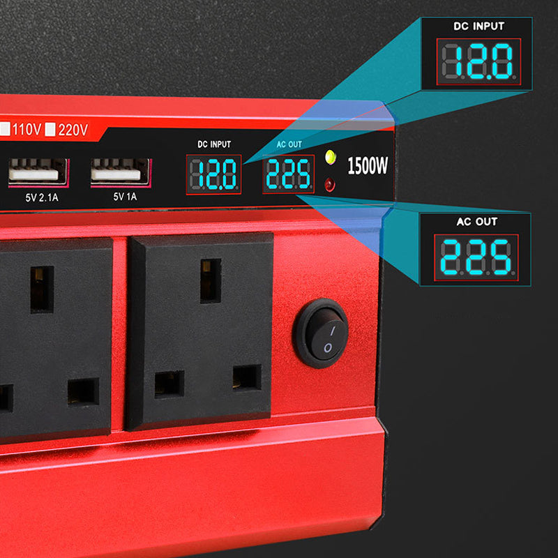 📢📢50 % RABATT!!!⏰1500 W bilomvandlare med 4 USB-portar