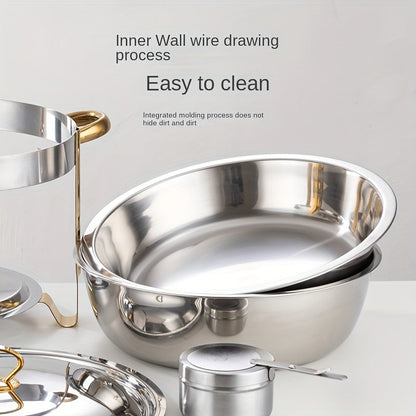 Varmfack i rostfritt stål, 5 liter med bränsleställ, matvärmare i guld för fester