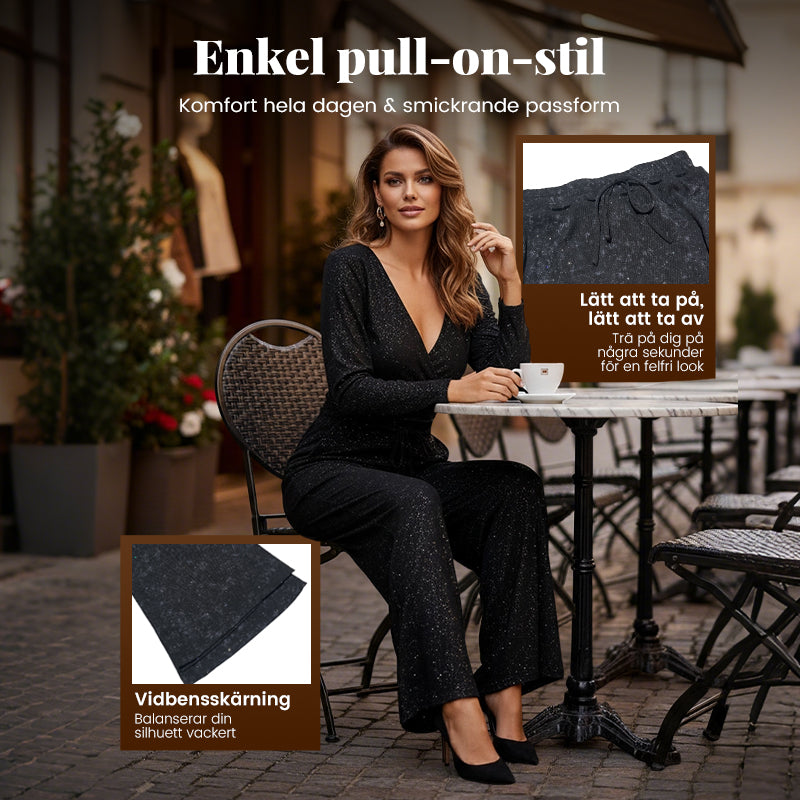 💖SISTA DAGENS REA 60% RABATT🥰Dambyxor med paljettmönster och vida ben och resår i midjan