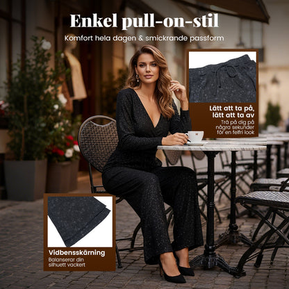 💖SISTA DAGENS REA 60% RABATT🥰Dambyxor med paljettmönster och vida ben och resår i midjan