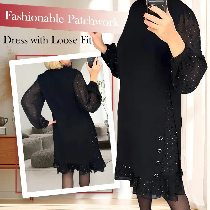 👗 60% RABATT! 💎 ENFÄRGAD STRASSKLÄNNING - Elegant Rund Halsringning med Glittrande Detaljer, Perfekt för Fest och Särskilda Tillfällen, Bekväm och Smickrande Passform 🌟✨