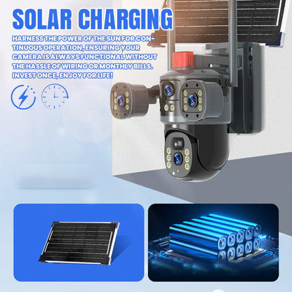 💥2025 New Hot Sale🎥 Triple-Lens Solar 360° Dome Camera✈️ fri frakt