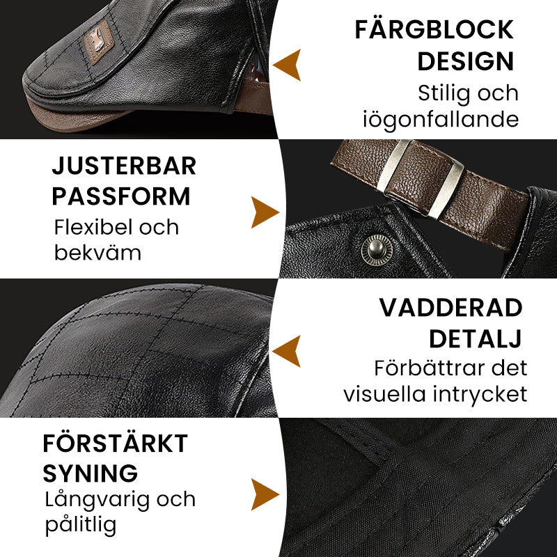 🔥Mäns Trendiga PU-Läder Platt Hatt