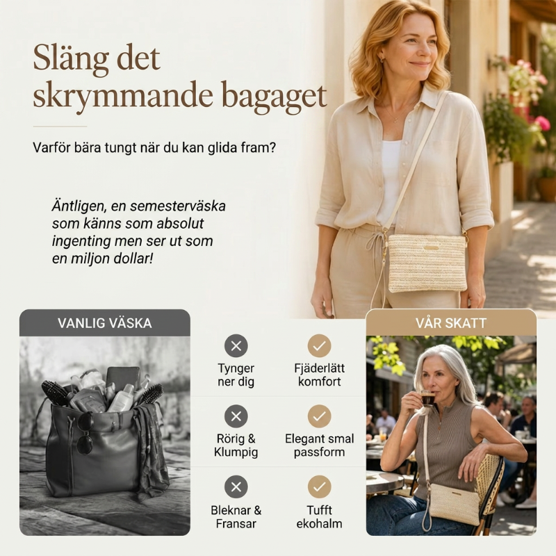 🔥50% RABATT NU!🔥 Vävd stråväska med axelrem för damer