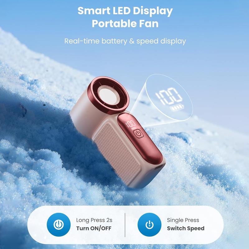 ❄️Mini-handfläkt med LED-display👍5-stegs turbofläkt i fickformat✨Laddas via USB, snabb kylning för resor och när du sminkar dig
