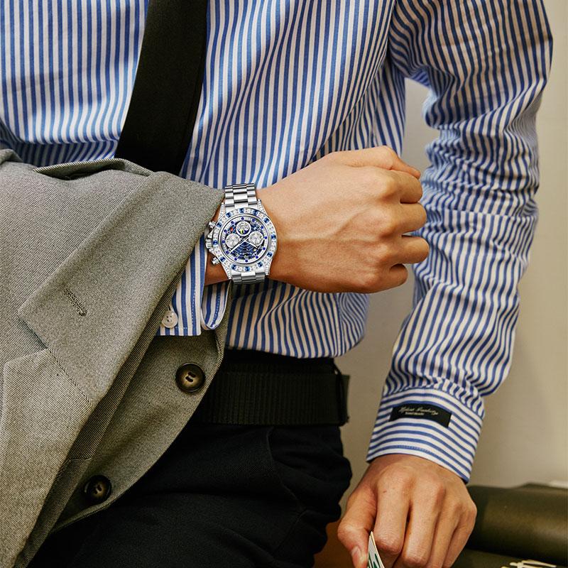 🔥2025  Het försäljning 🔥TINAIBIN Tolv stjärntecken & stjärnhimmel Diamant Automatisk skelettklocka för män