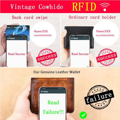 Multifunktionell plånbok i äkta läder med RFID-blockering Vattentät och hållbar