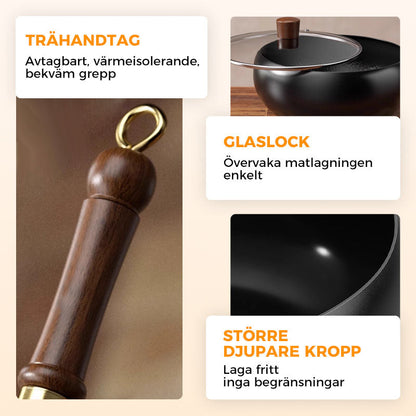 🎁🔥Kvalitetssäkring + Giftfritt🔥Obelagd tjock järngryta
