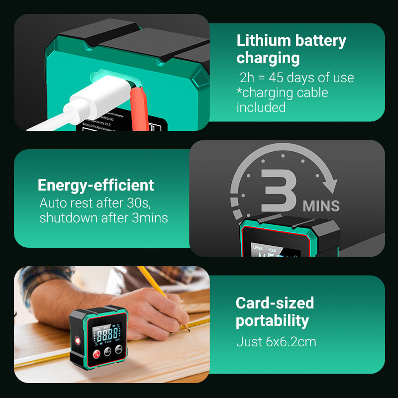 🔥 Fri frakt SISTA DAGENS ERBJUDANDE - 49% RABATT 🔥 Magnetisk digital vinkelmätare med elektronisk laser
