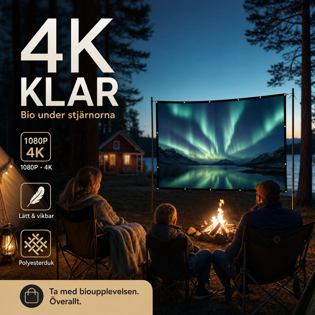 Vikbar anti-veck bärbar projektor filmskärm för hemmabio med antibländning