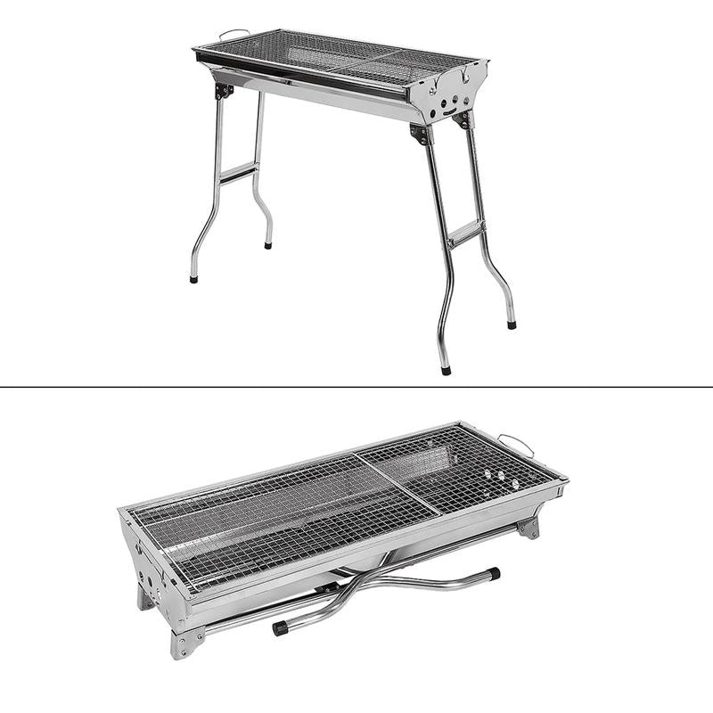 🔥 50 % RABATT! 🍖 Fällbar utomhusgrill i rostfritt stål – kompakt, tålig och perfekt för camping, trädgården och grillfester 🏕️