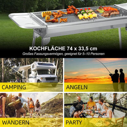 🔥 50 % RABATT! 🍖 Fällbar utomhusgrill i rostfritt stål – kompakt, tålig och perfekt för camping, trädgården och grillfester 🏕️