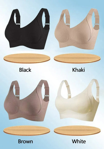 🎁Köp 1 Få 3 Förpackningar💕Ribbad Push Up Justerbar Trådlös BH för kvinnor