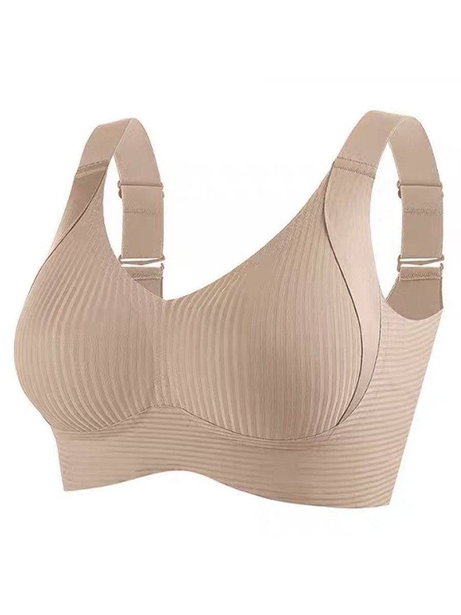 🎁Köp 1 Få 3 Förpackningar💕Ribbad Push Up Justerbar Trådlös BH för kvinnor