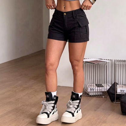 🥳SOMMARREA🥳💞50K+ SÅLDA!💥50% RABATT! 🔥Damshorts med hög midja och fickor — Fri frakt vid köp av två