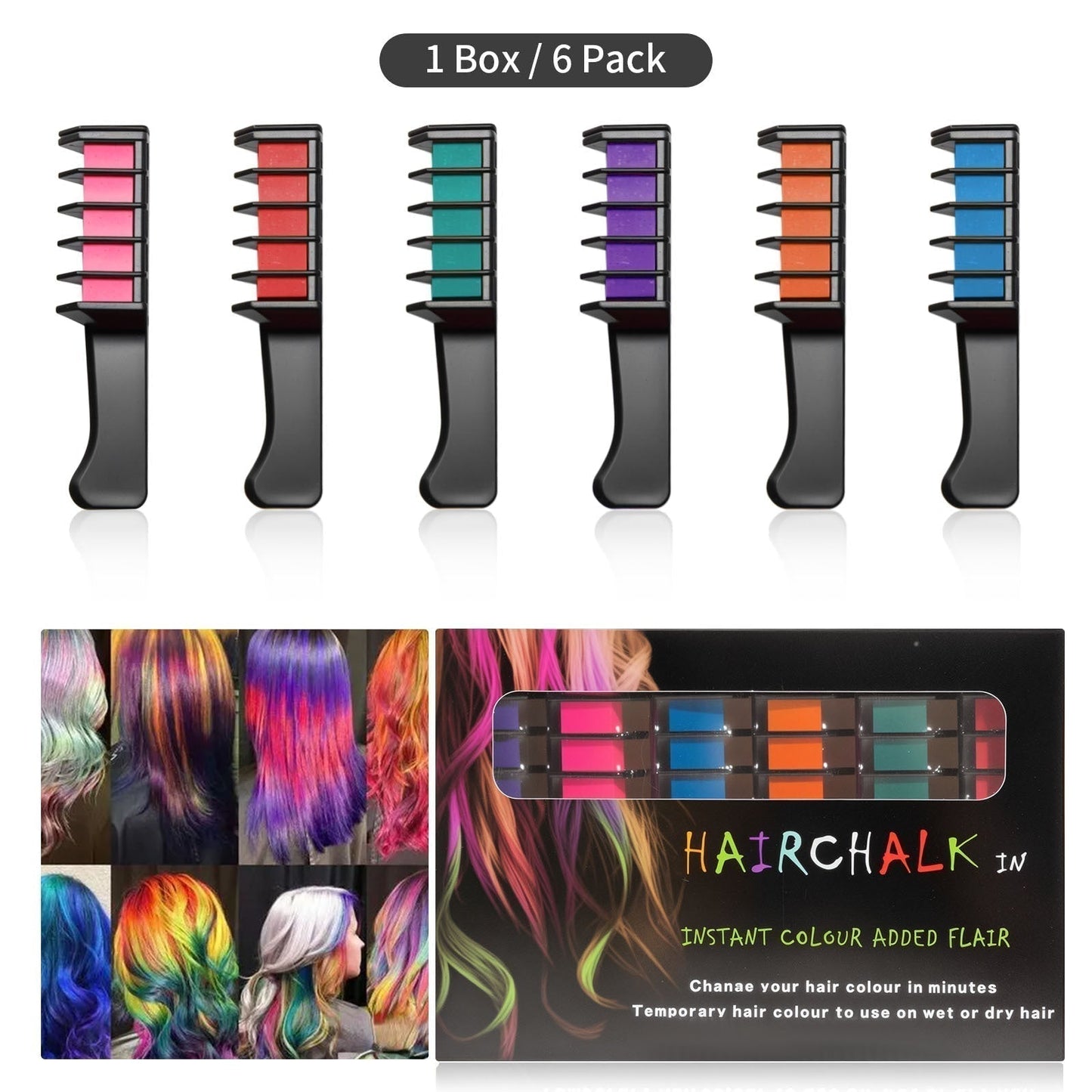 🌈50 % rabatt✨Temporär hårfärgkrita-kam - Kruelhetsfri
