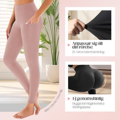 🌸Högmidjade, höftlyftande och magformande fitnesstights med sidofickor (begränsad upplaga)💥