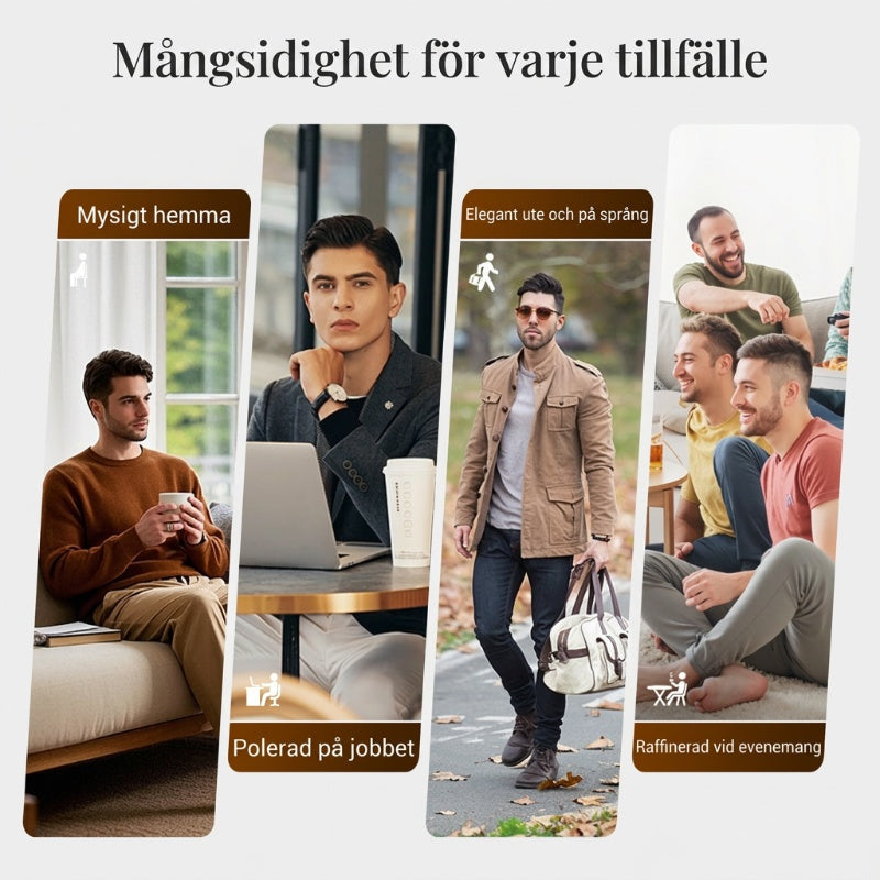 ⏰ Endast nu 49% rabatt!🔥Herrset i Vaffelstickning – Collegetröja & Raka Byxor
