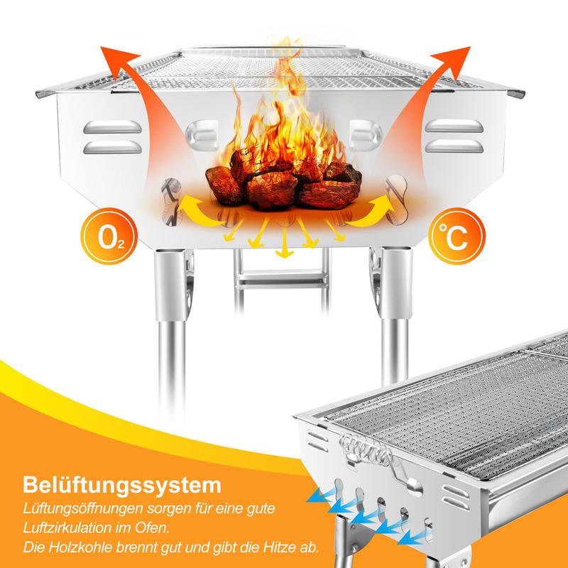 🔥 50 % RABATT! 🍖 Fällbar utomhusgrill i rostfritt stål – kompakt, tålig och perfekt för camping, trädgården och grillfester 🏕️