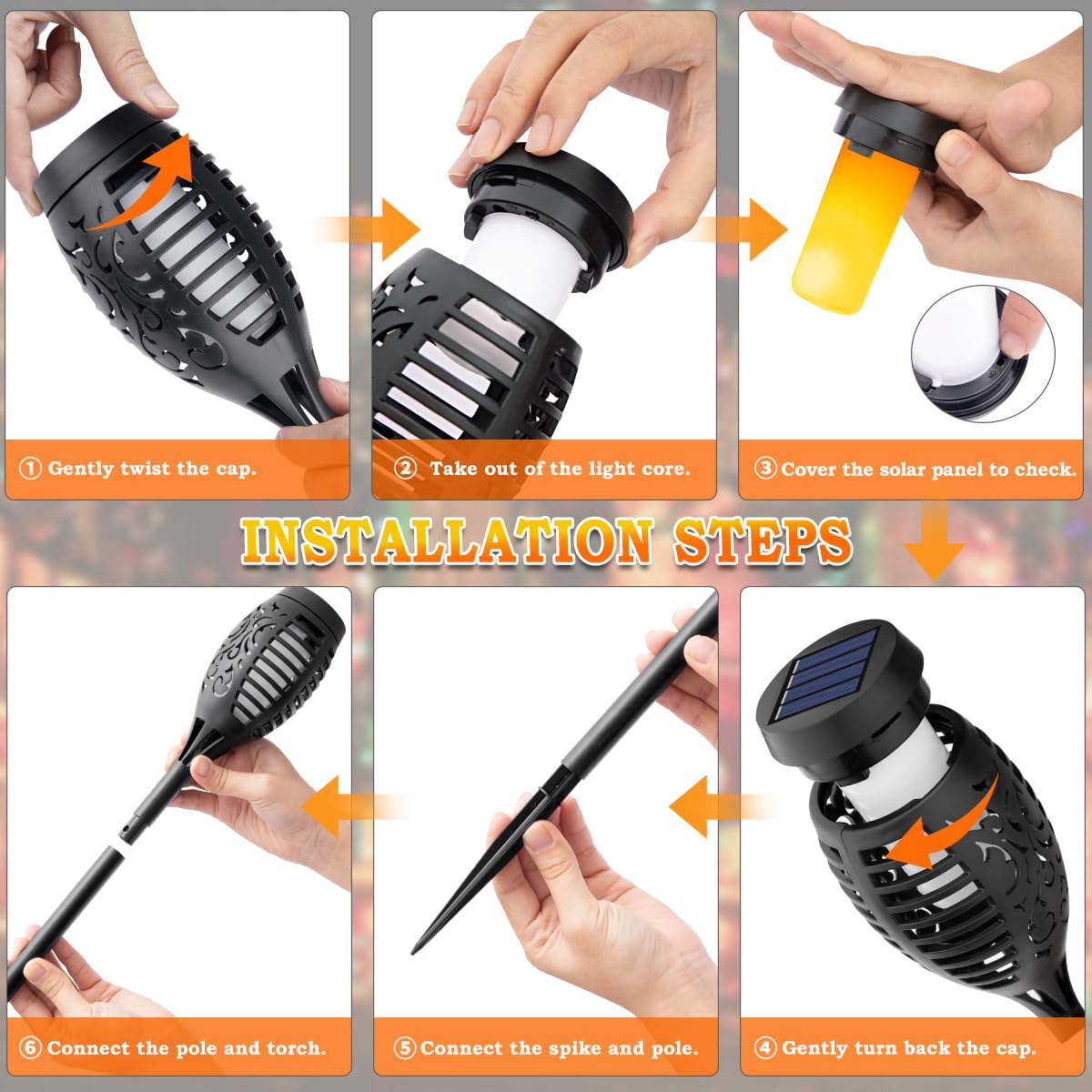 💖Utomhus Solcellsdrivna trädgårdsfacklor🏡💡