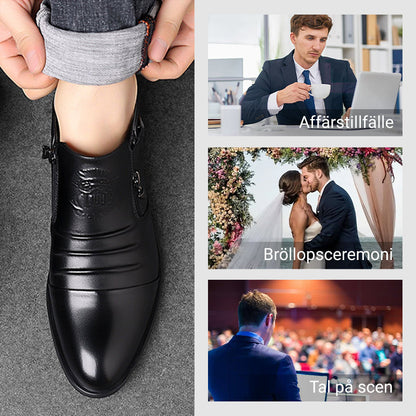 👞Ankelstövlar i läder med dubbel sidodragkedja och spetsiga tår för män
