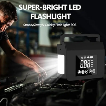 🚗Bärbar bilstartare med luftkompressor, 4000A bilstartare med batteri