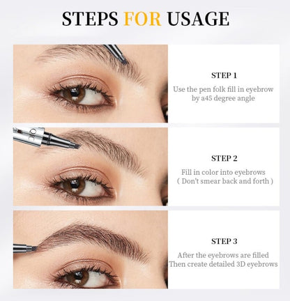 🌸3D Vattentät Microblading Ögonbrynspenna 4 Gaffelspets Tatueringspenna (🔥köp 1 få 1 gratis)