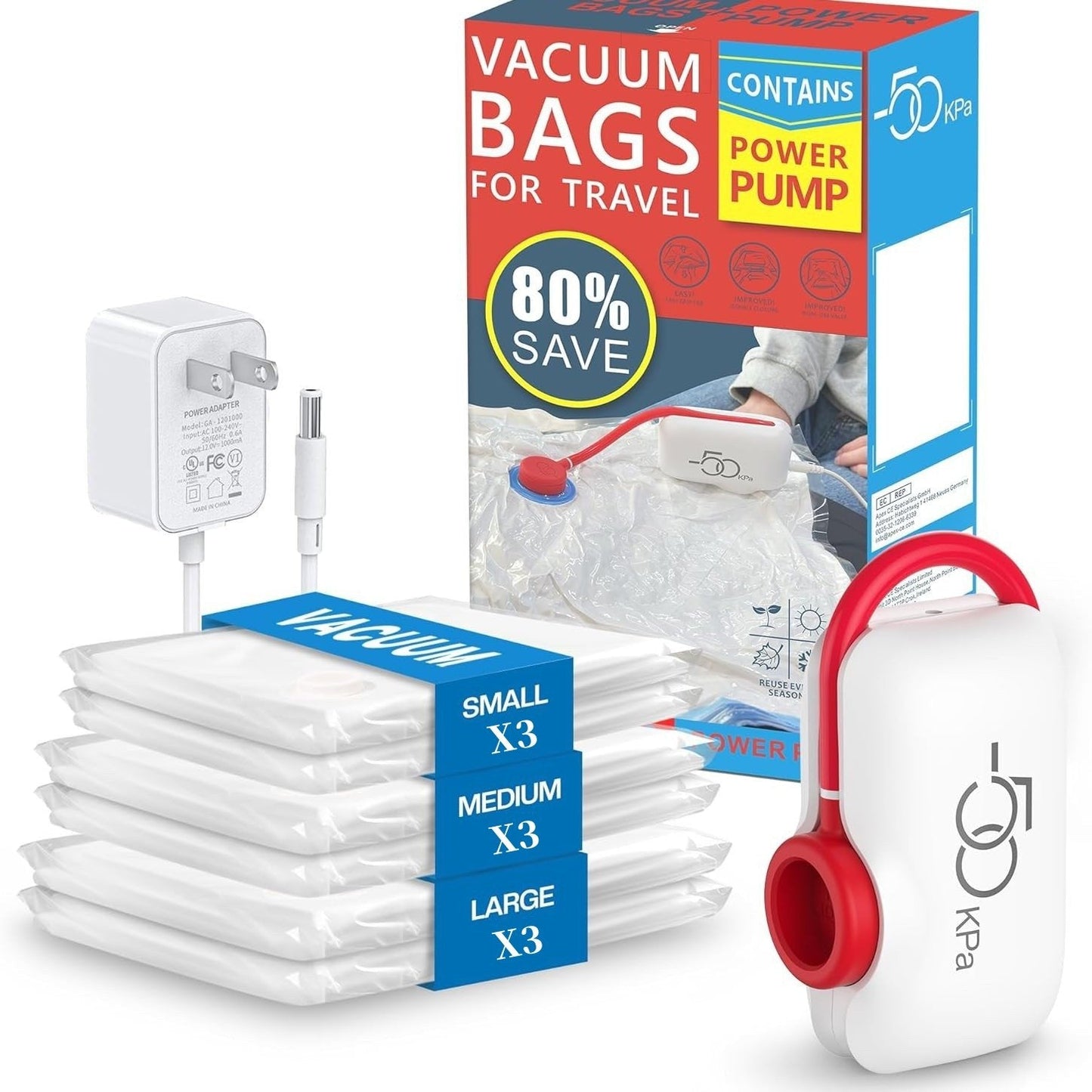 🧳 50 % RABATT! 💨 Resväskor med pump – 9-delars set, platsbesparande och återanvändbara ✨
