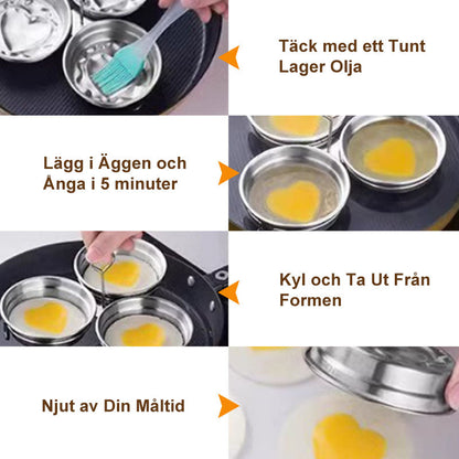🥚 50 % RABATT NU! 🔥 Äggkokare i 304 Rostfritt Stål – Ångkoka 3 Ägg Samtidigt & Behåll Hela Ägget 🍳✨
