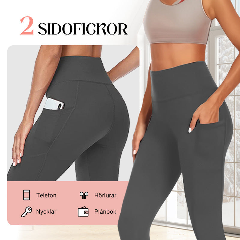 🌸Högmidjade, höftlyftande och magformande fitnesstights med sidofickor (begränsad upplaga)💥