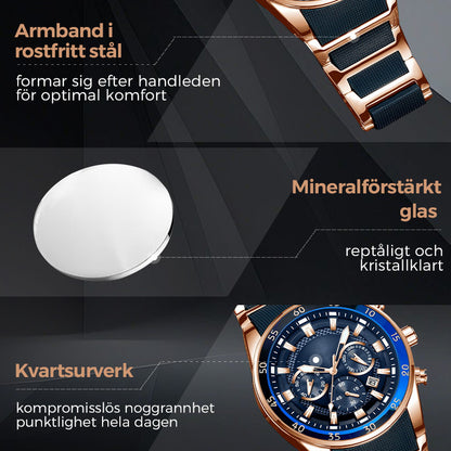 ⌚ Vattentät Multifunktionell Kvartsklocka för Män 🌊