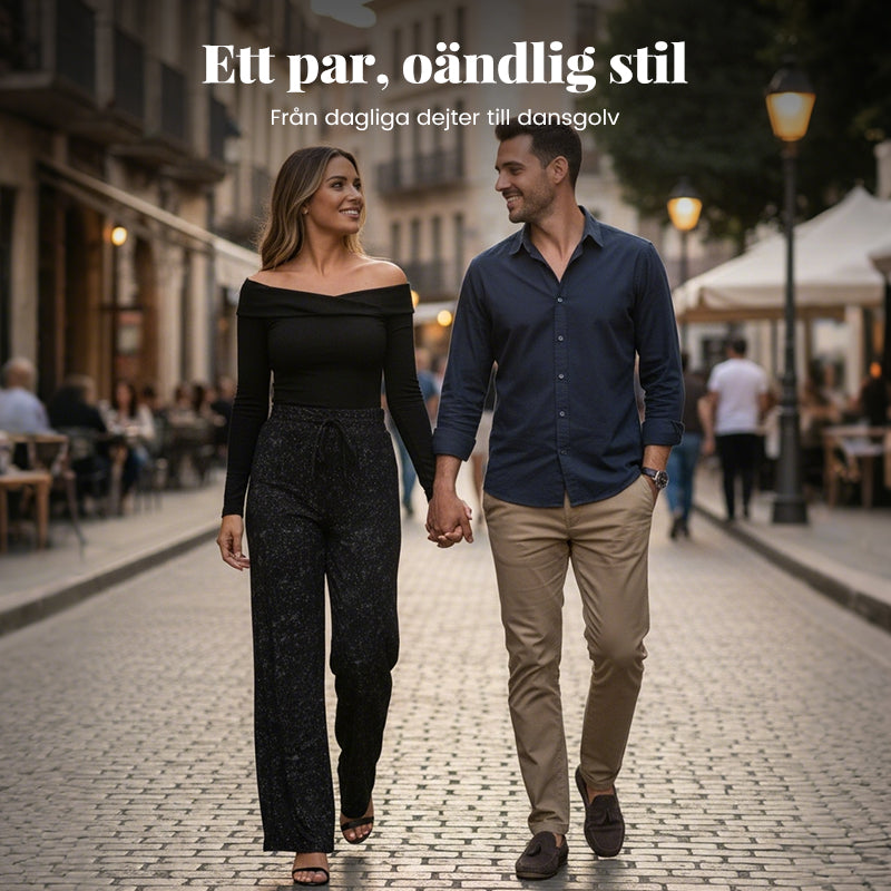 💖SISTA DAGENS REA 60% RABATT🥰Dambyxor med paljettmönster och vida ben och resår i midjan