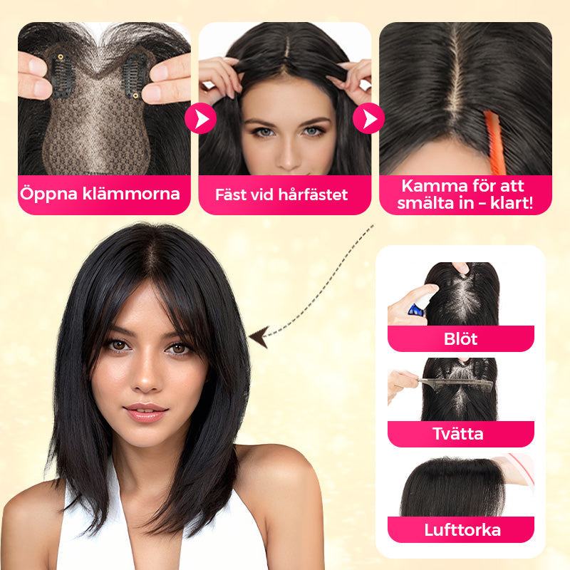 💇‍♀️✨ 50% RABATT! | Topper Med Lugg – Lager-på-lager Hårförlängning för Tunt Hår, Volym & Naturlig Look!