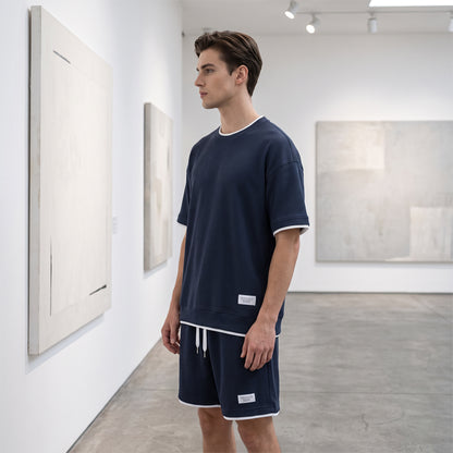 👕 50% RABATT! 🧇 Vaffeltyg Kortärmad T-shirt 2-delat Set – Bekväm Passform, Andningsbar Bomull & Perfekt För En Avslappnad Vardagslook 🏠
