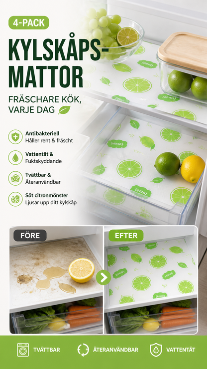 🍋✨ Limefräsch skyddsskydd för kylskåp – fläck- och oljeavvisande