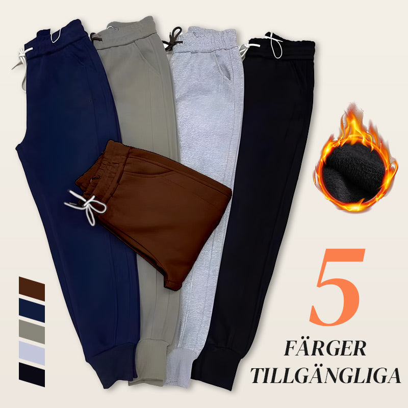✨Vintererbjudande💖Varmt elastiska joggers med dragsko och fickor för kvinnor