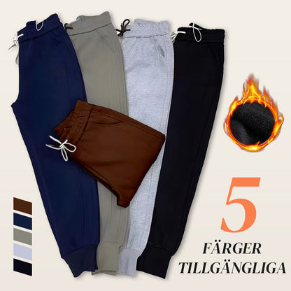 ✨Vintererbjudande💖Varmt elastiska joggers med dragsko och fickor för kvinnor